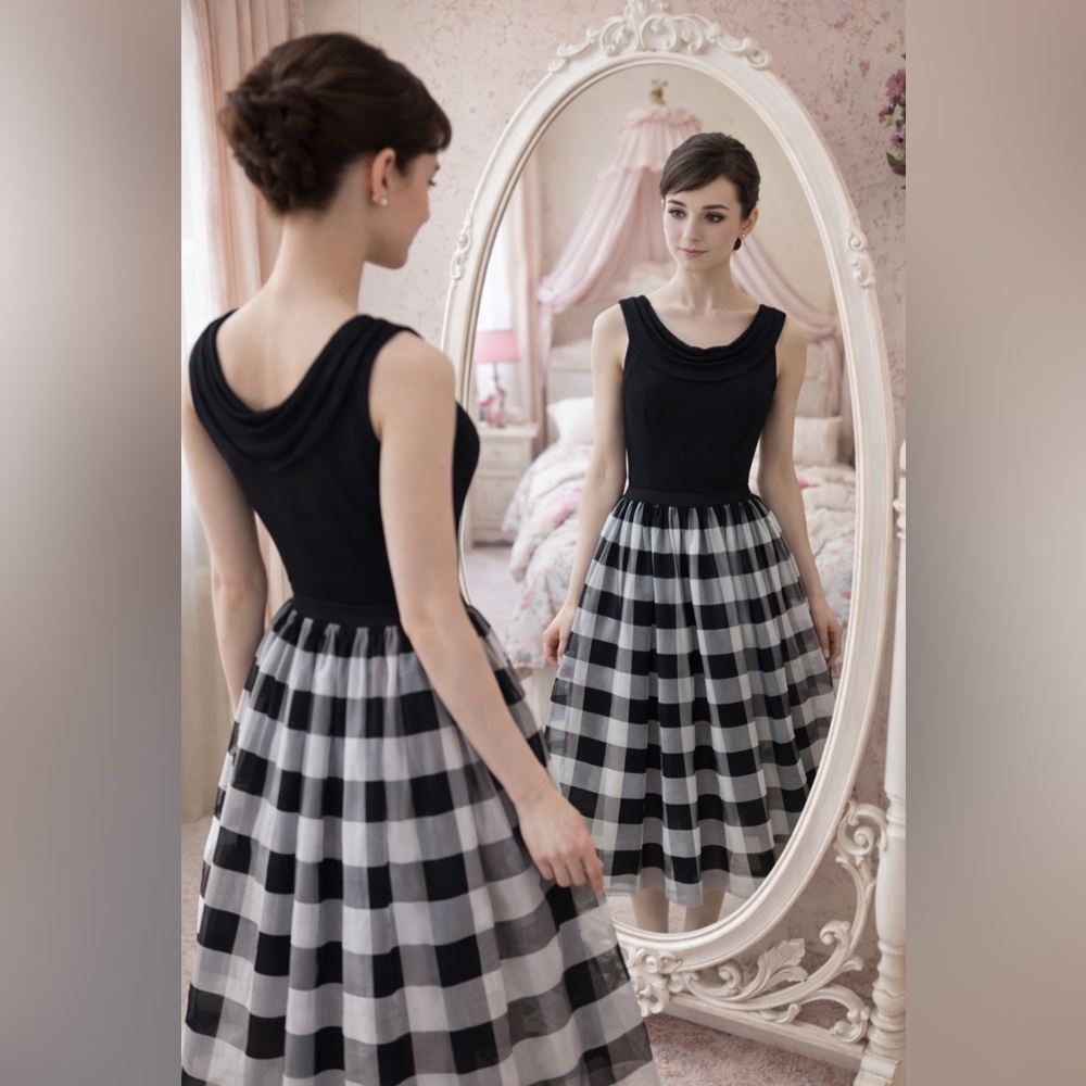 Retro Styled Tea Length Audrey wedding season garden party dress